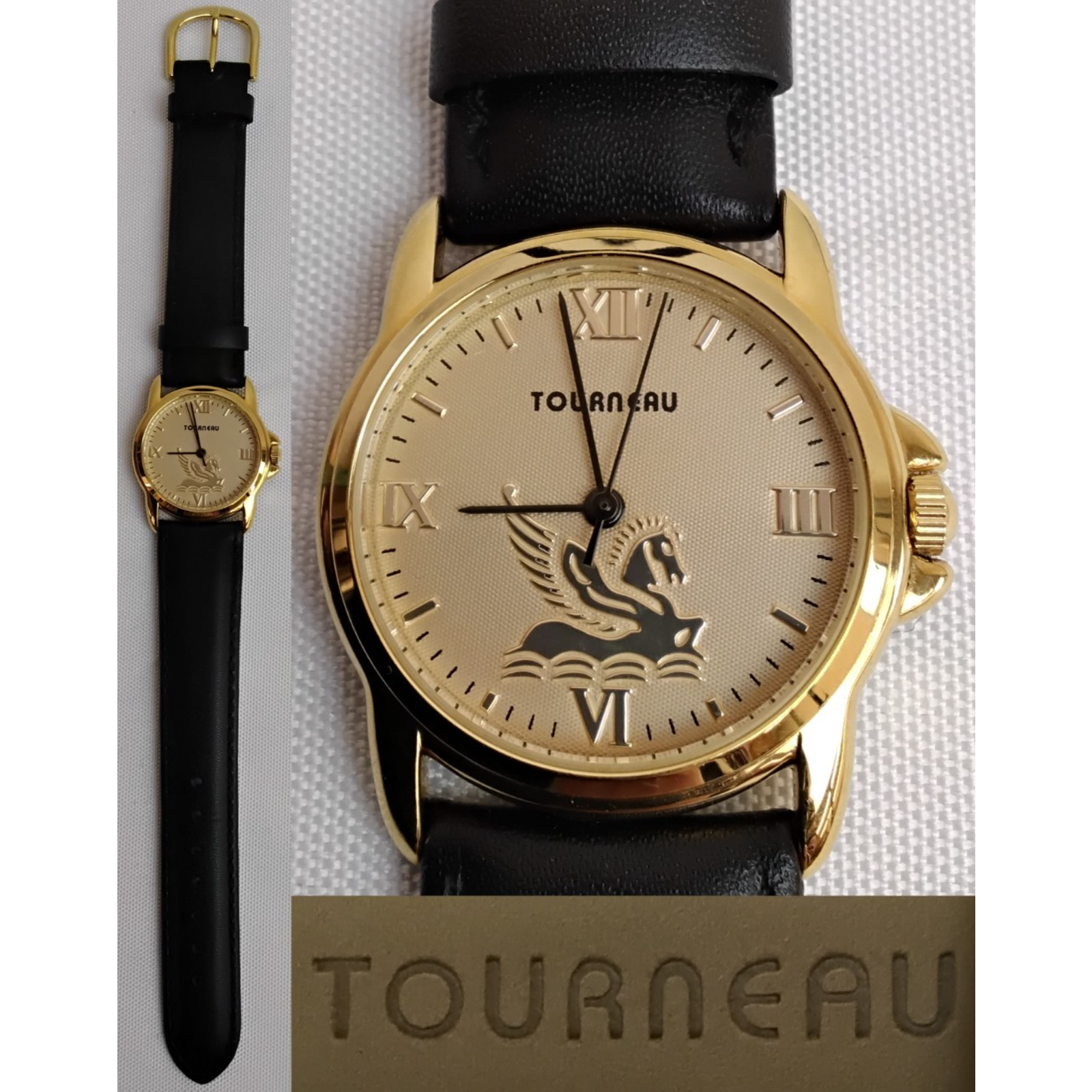 Tourneau Pegasus Ladies Watch Limited Edition Gold Black Band New Battery Z5661